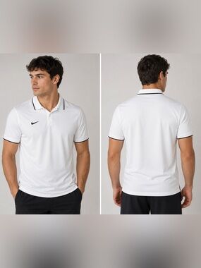 Nike Dri-Fit Mens White Performance Polo with Black Trim Swoosh Golf Size 3X